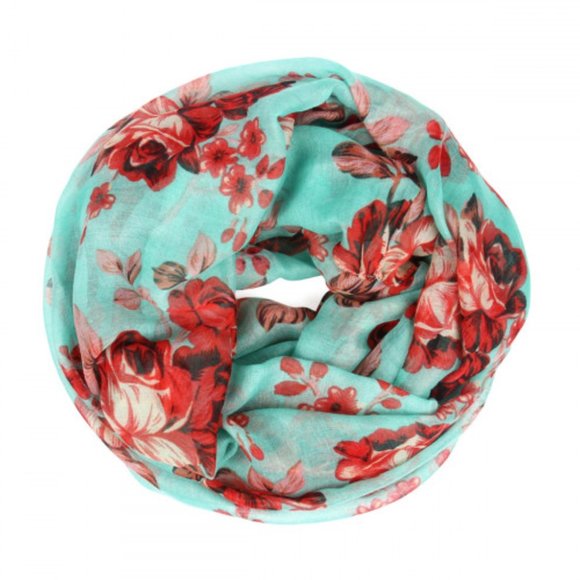 Trend Setter Diva Boutique Accessories - MINT FLORAL INFINITY SCARF